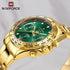 Naviforce Millionaire - 14K Gold Plated & Emerald Green - Unisex Watch - Chronograph - 1 Year Warranty! - Water Resistant!