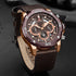 Naviforce Masculine - Classic Rose Gold & Brown - Men's Watch - Chronograph - Genuine Leather - 1 Year Warranty! - Water Resistant!