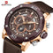 Naviforce Masculine - Classic Rose Gold & Brown - Men's Watch - Chronograph - Genuine Leather - 1 Year Warranty! - Water Resistant!