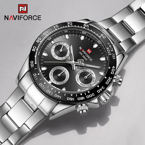 Naviforce Millionaire - Classic Silver & Black - Unisex Watch - Chronograph - 1 Year Warranty! - Water Resistant!