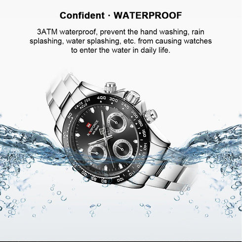 Naviforce Millionaire - Classic Silver & Black - Unisex Watch - Chronograph - 1 Year Warranty! - Water Resistant!