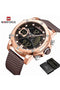 Naviforce Men's - Rose Gold Plated! - Digital + Analog! - Adjustable Steel Strap! - Water Resistant! - 1 Year Warranty!
