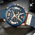 Curren Men's! - Modern Blue & Rose Gold Chronograph! - Genuine Ultrasoft Leather! - Water Resistant! - 1 Year Warranty!