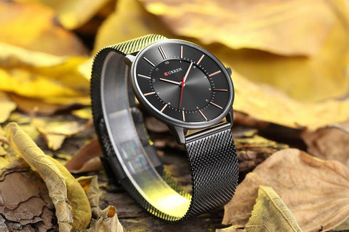 Curren Men's 3D Dial! - Majestic Black! - Adjustable Steel Strap! - Water Resistant! - Box Packaging! - 1 Year Warranty!