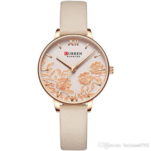 Curren Women's Secret Garden! - Brown & Rose Gold! - Ultra Soft Leather! - Water Resistant! - Box Packaging! - 1 Year Warranty!