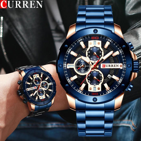 Curren Heavy Duty Majestic Blue! - Sport Chronograph! - Hot Seller! - 1 Year Warranty! - Water Resistant! - Sparkling!