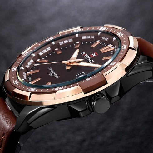 Naviforce Eclipse - Men's Watch - Classic Brown - Genuine Leather! - 1 Year Warranty! - Free Box Packaging! Hot Seller!