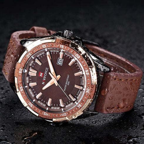 Naviforce Eclipse - Men's Watch - Classic Brown - Genuine Leather! - 1 Year Warranty! - Free Box Packaging! Hot Seller!