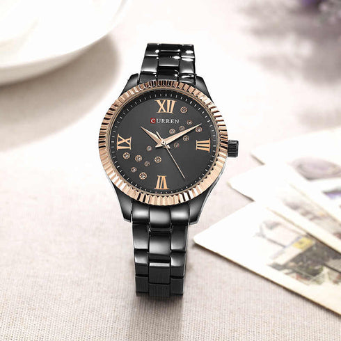 Curren Showstopper! - Women's Watch - Rose Gold & Black - Majestic Dial - Water Resistant - 1 Year Warranty!