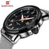 Naviforce Black & Steel! – Rose Gold Roman Numbers! – Adjustable Steep Strap! – 1 Year Warranty!