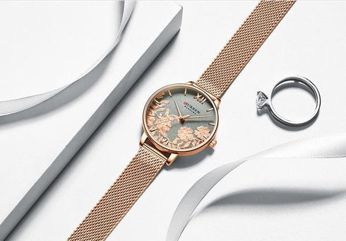 Curren Women's Secret Garden! - Rose Gold Plated! - Adjustable Steel Strap! - Water Resistant! - Box Packaging! - 1 Year Warranty!
