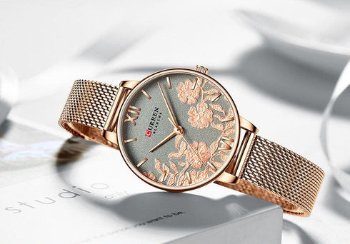 Curren Women's Secret Garden! - Rose Gold Plated! - Adjustable Steel Strap! - Water Resistant! - Box Packaging! - 1 Year Warranty!