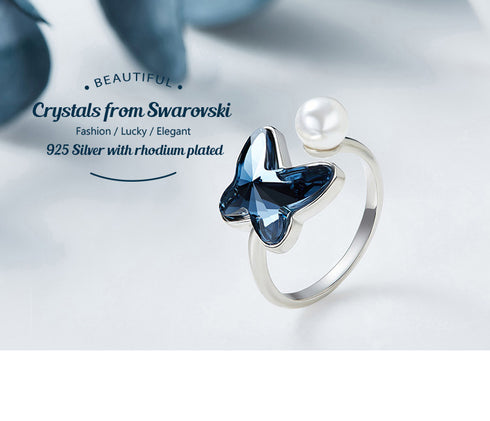 Sterling Silver Ring with Swarovski® Butterfly Crystal Elements