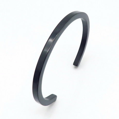 Modern Cuff Bracelet! - Medium Size! - Majestic Black! - Stainless Steel! - Free Box Packaging!