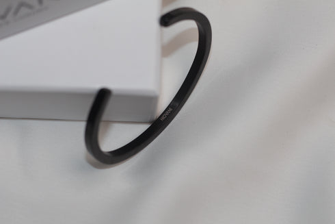 Modern Cuff Bracelet! - Medium Size! - Majestic Black! - Stainless Steel! - Free Box Packaging!