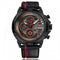 Naviforce Italia - Men's Watch - Red & Black - Chronograph - Genuine Leather! - Water Resistant! - 1 Year Warranty!