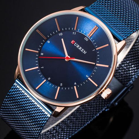 Curren Men's 3D Dial! - Majestic Blue & Rose Gold! - Adjustable Steel Strap! - Water Resistant! - Box Packaging! - 1 Year Warranty!