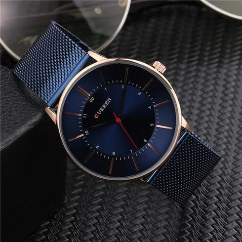 Curren Men's 3D Dial! - Majestic Blue & Rose Gold! - Adjustable Steel Strap! - Water Resistant! - Box Packaging! - 1 Year Warranty!
