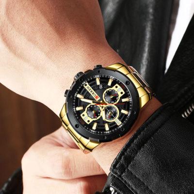 Curren Men's Heavy Duty Gold! - Sport Chronograph! - Hot Seller! - 1 Year Warranty! - Water Resistant! - Sparkling Gold!
