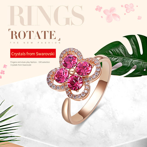Rose Gold Plated Ring with Dancing Swarovski® Crystal Elements