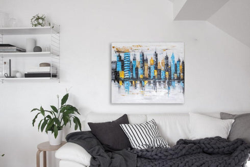 City Skyline - 100% Handmade Oil on Canvas Painting