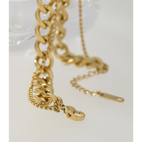 Grazie Necklace - Layered - 18K Genuine Gold Plated over Pure Stainless Steel - Non Tarnish - Chic Design! - Free Box Packaging!