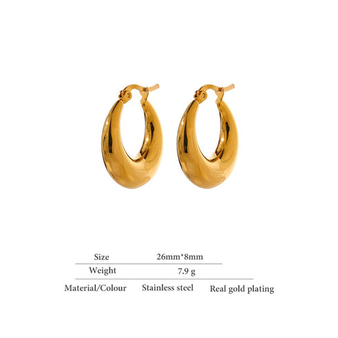 Italiano Earrings - 18K Genuine Gold Plated over Pure Stainless Steel - Non Tarnish - Chic Design! - Free Box Packaging!
