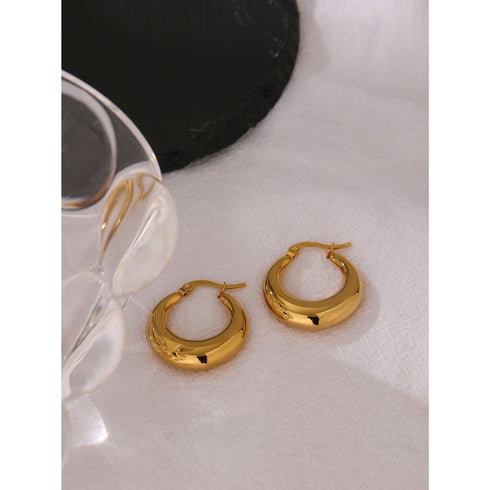 Italiano Earrings - 18K Genuine Gold Plated over Pure Stainless Steel - Non Tarnish - Chic Design! - Free Box Packaging!
