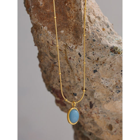 Timeless Necklace (Mystical Blue) - 18K Genuine Gold Plated over Pure Stainless Steel! - Chic Design! - Free Box Packaging!