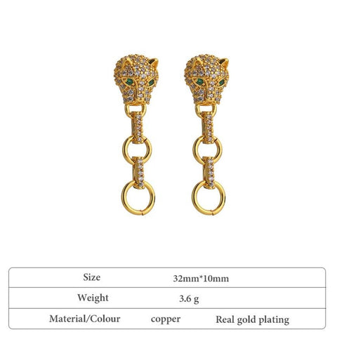 Wild Treasure Earrings - 18K Genuine Gold Plating over Quality Copper - Free Box Packaging!