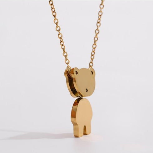 Gold Teddy Necklace - 18K Genuine Gold Stainless Steel - Free Box Packaging!