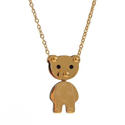Gold Teddy Necklace - 18K Genuine Gold Stainless Steel - Free Box Packaging!