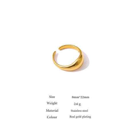 Amour - Adjustable Ring - 18K Genuine Gold Plated over Pure Stainless Steel - Non Tarnish - Free Box Packaging