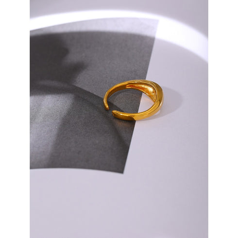 Amour - Adjustable Ring - 18K Genuine Gold Plated over Pure Stainless Steel - Non Tarnish - Free Box Packaging