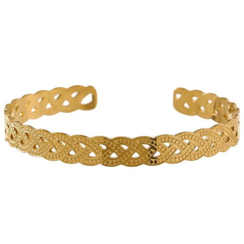 Deluxe Bangle - 18K Genuine Gold Stainless Steel - Free Box Packaging!