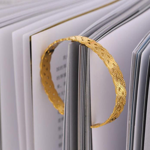 Deluxe Bangle - 18K Genuine Gold Stainless Steel - Free Box Packaging!