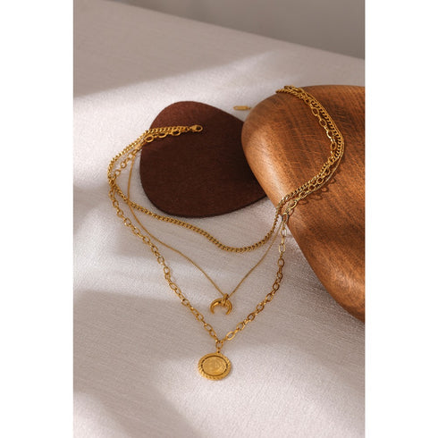 Ciao Necklace - Layered - 18K Genuine Gold Plated over Pure Stainless Steel - Non Tarnish - Chic Design! - Free Box Packaging!