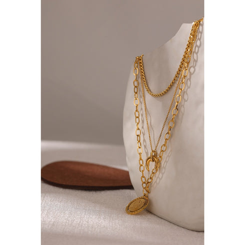 Ciao Necklace - Layered - 18K Genuine Gold Plated over Pure Stainless Steel - Non Tarnish - Chic Design! - Free Box Packaging!