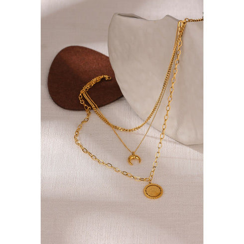 Ciao Necklace - Layered - 18K Genuine Gold Plated over Pure Stainless Steel - Non Tarnish - Chic Design! - Free Box Packaging!
