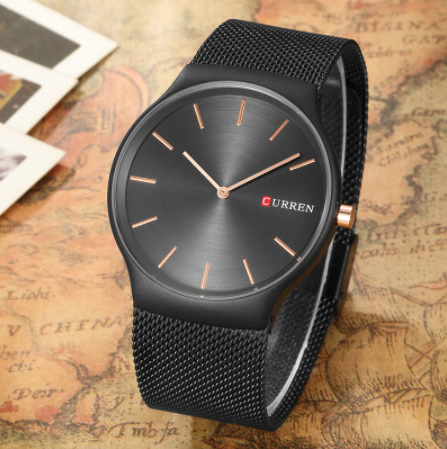 Curren Men's Zorro Black! - Stainless Steel! - Two Hand Design! - Hot Seller! - 1 Year Warranty!