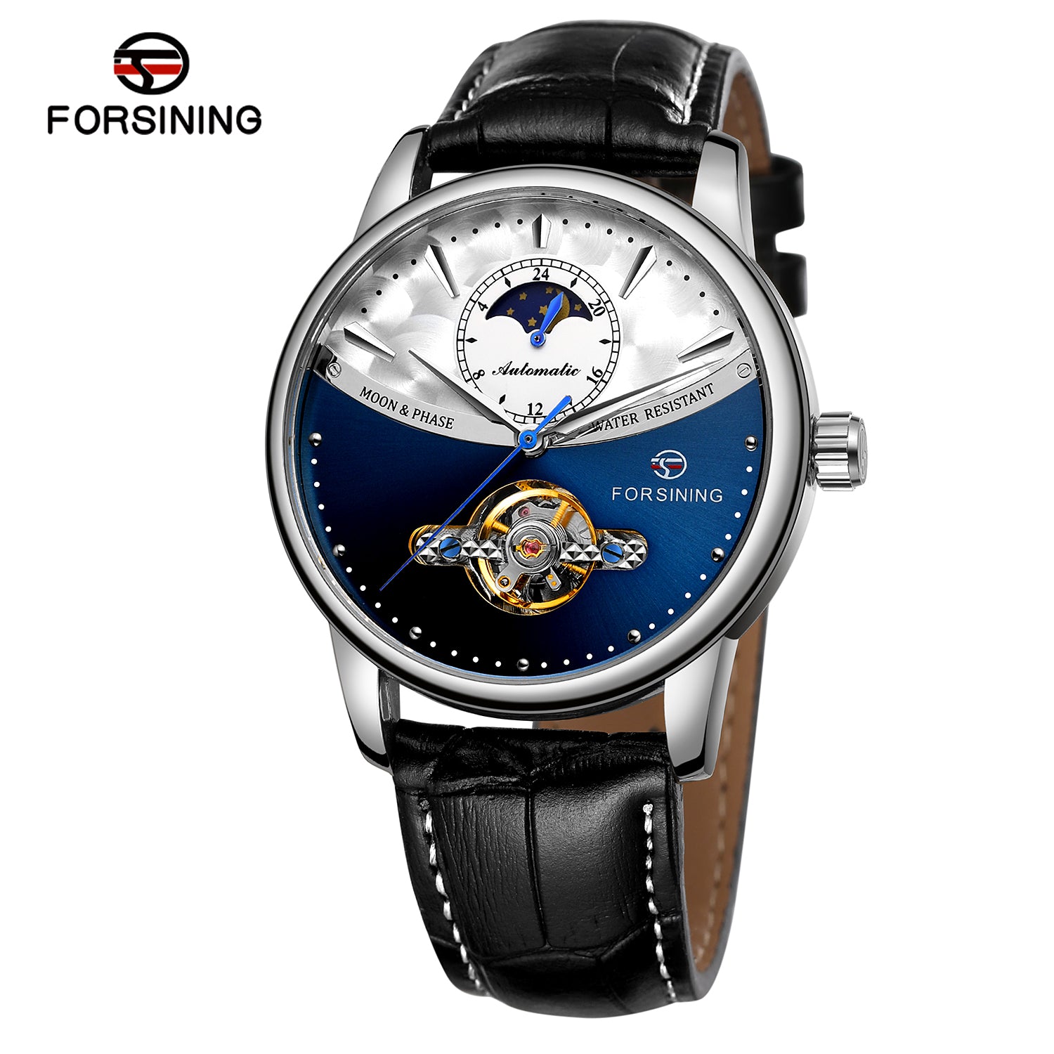 Forsining Gentleman Men's Automatic Watch Blue Silver No