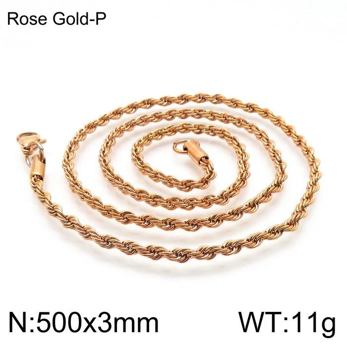 Twisted Rope Chain! - Genuine Rose Gold Plated! - 500 MM Length! - 316 ...